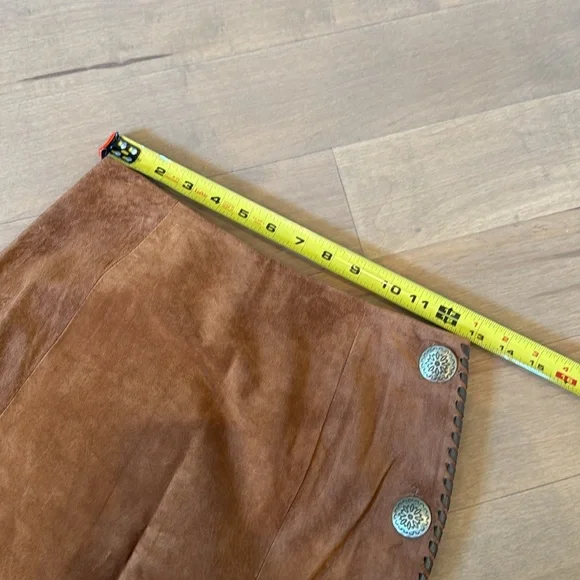 Vintage Char Santa Fe suede Leather Button Skirt - Picture 9 of 11